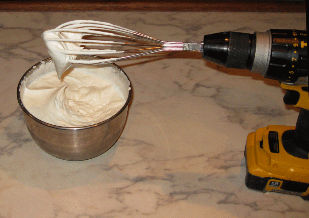 DeWalt drill whipped cream bowl