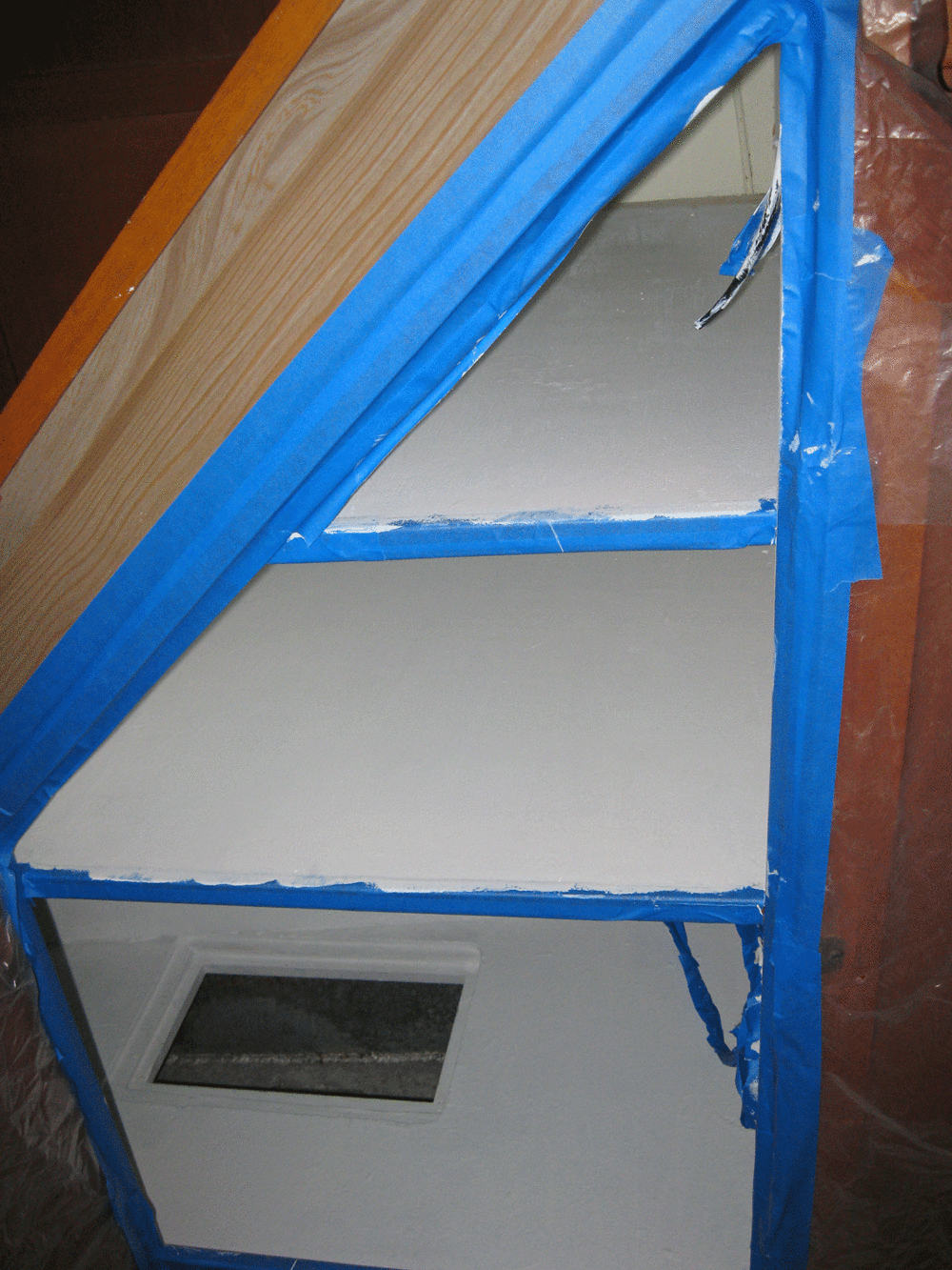 Cupboard being painted on boat
