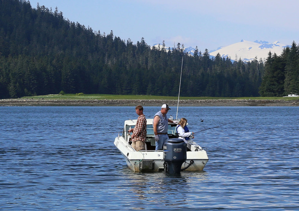 Jigging herring near North Harbor in Petersburg, Alaska