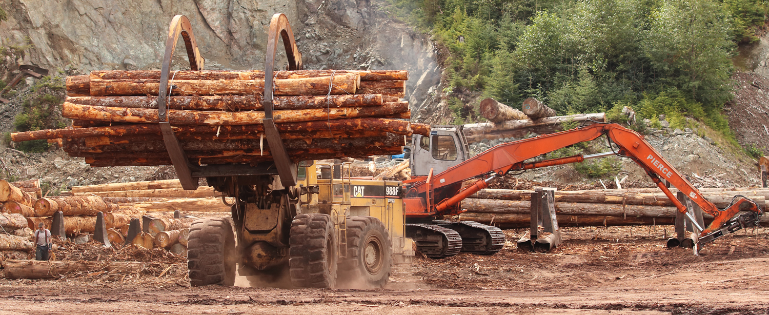 Log loader on Prince of Wales Island in Southeast Alaska