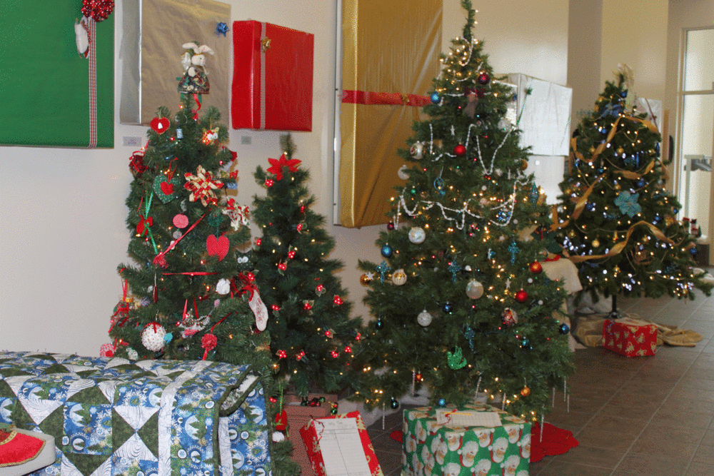 Part of Christmas Tree Lane in the Nolan Center.