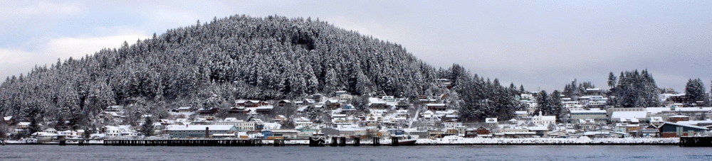 Wrangell in a snowy cloak.